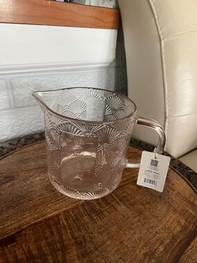 Vintage-Style Pressed Glass Measuring Pitcher in Blush Pink